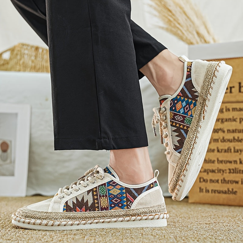 Malek | Espadrille Lace-Up Pattern Trainers