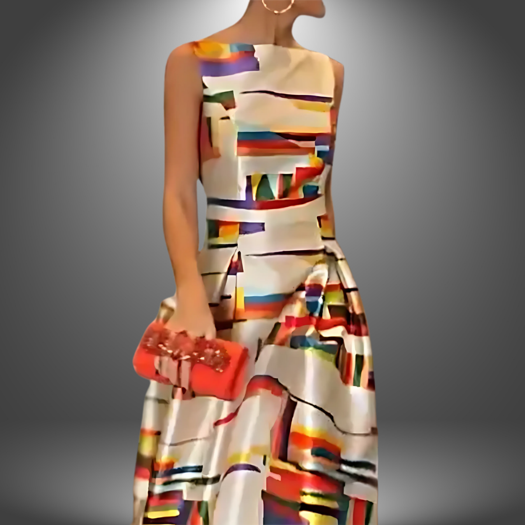 Misa | Sleeveless Geometric Print Maxi Dress