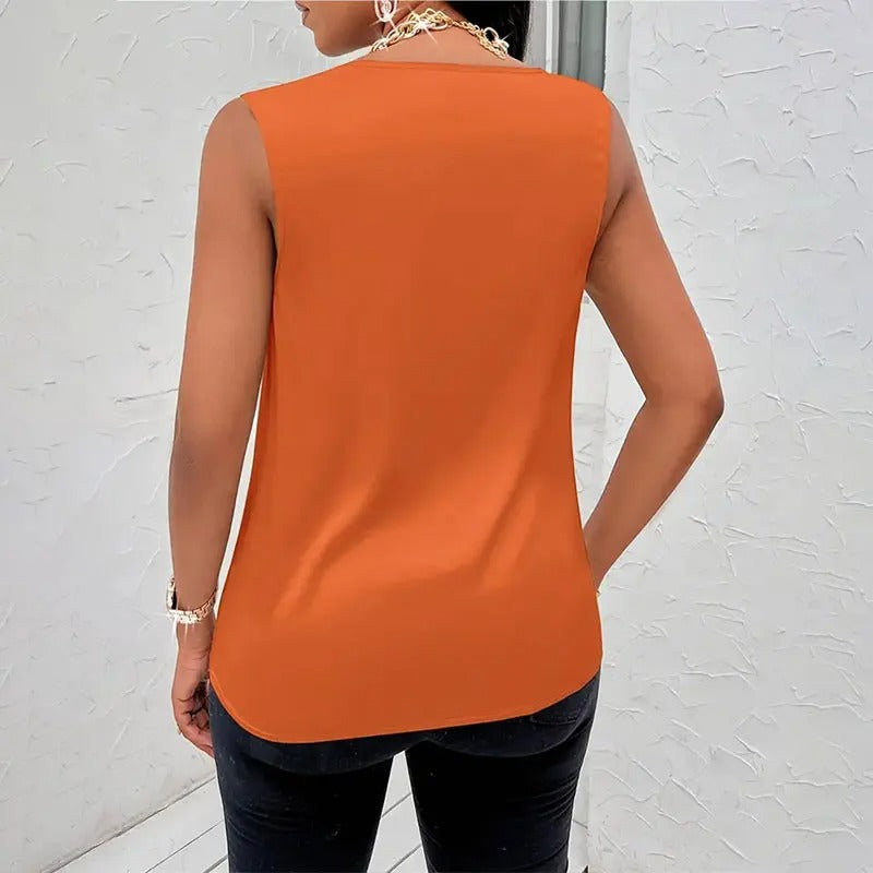 Naiyan | Sleeveless Cowl Neck Satin-Style Blouse