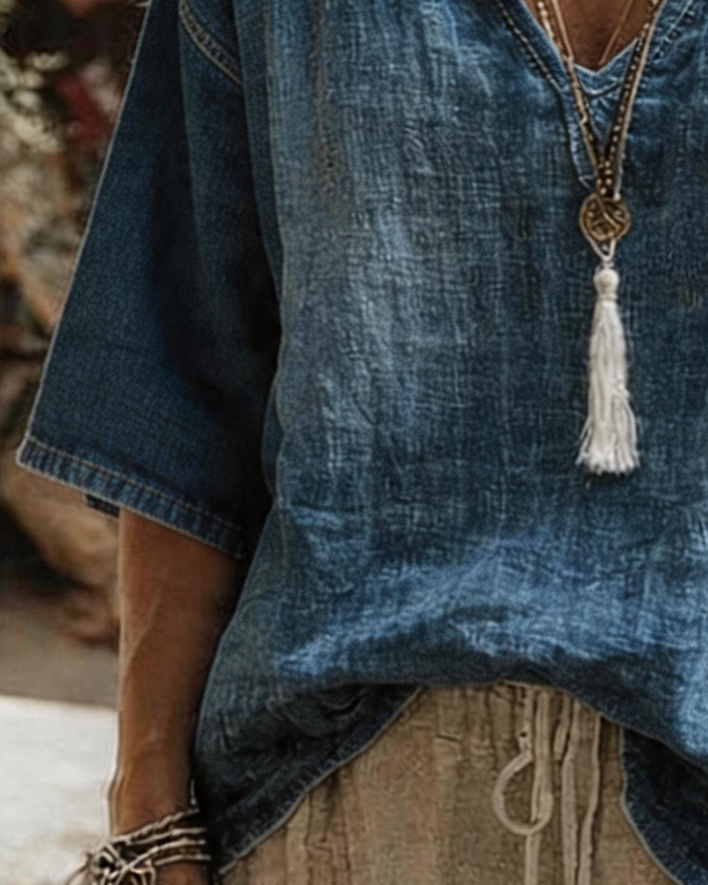 Syleena | V-Neck Relaxed Fit Blouse