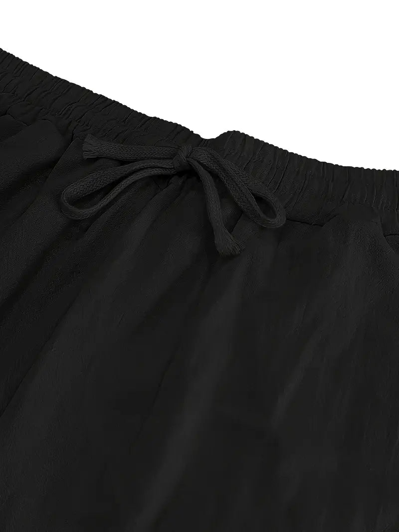 Babaev | Drawstring Wide Leg Linen-Style Trousers