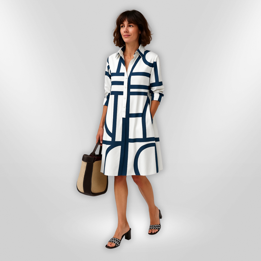 Lynna | Geometric Print Shirt Dress