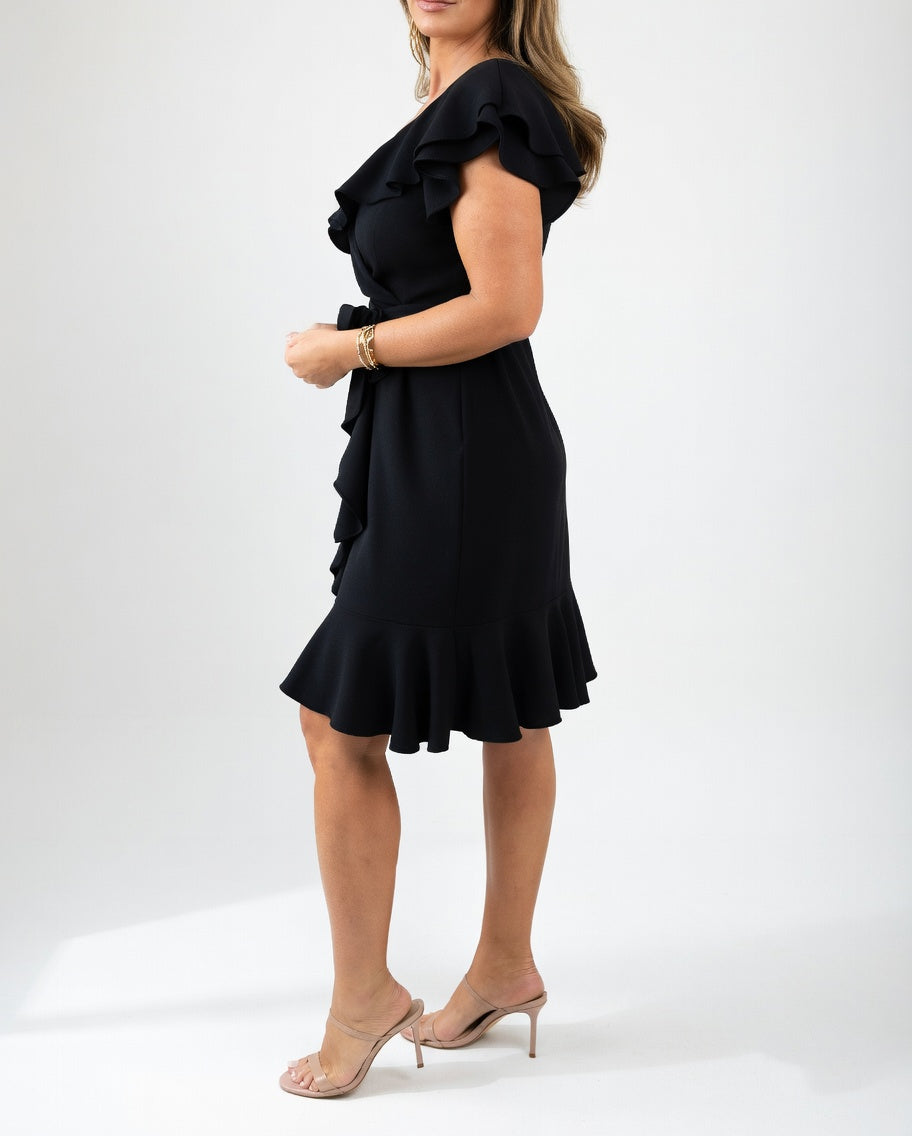 Geiss | Wedding Guest Ruffle Wrap Dress