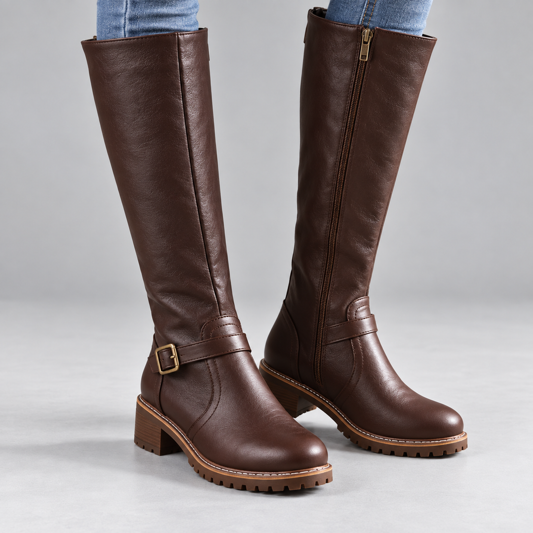 Bernardino | Tall Riding-Style Boots with Buckle Straps