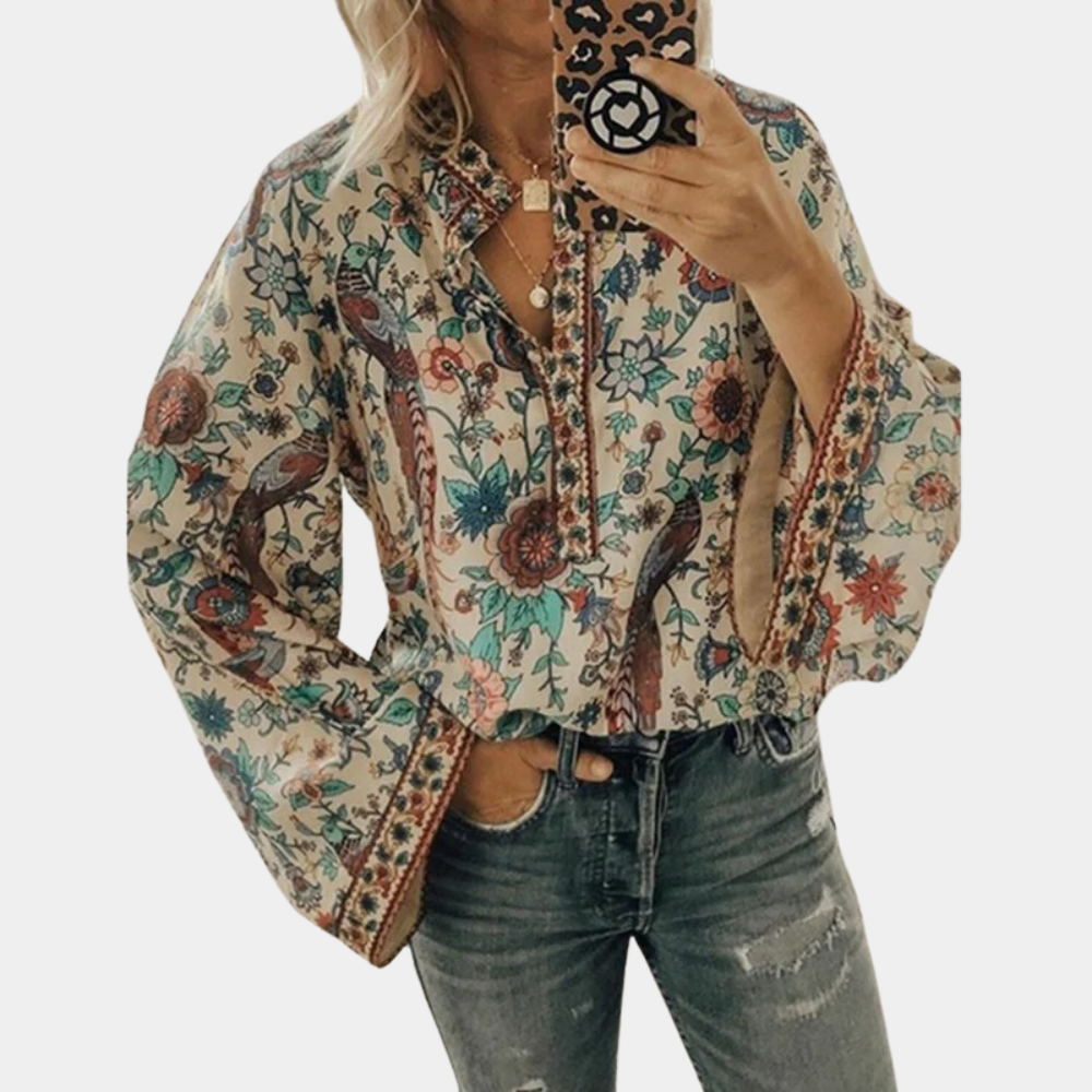 Marilyn | Blouse with Floral Print and Flared Sleeves