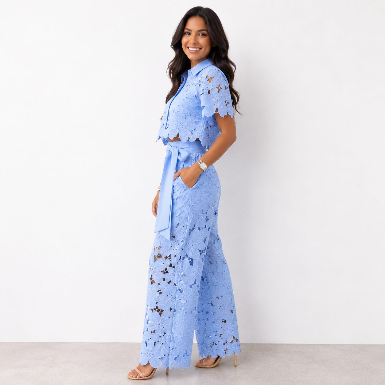 Anni | Lace Wide Leg Trouser Co Ord Set