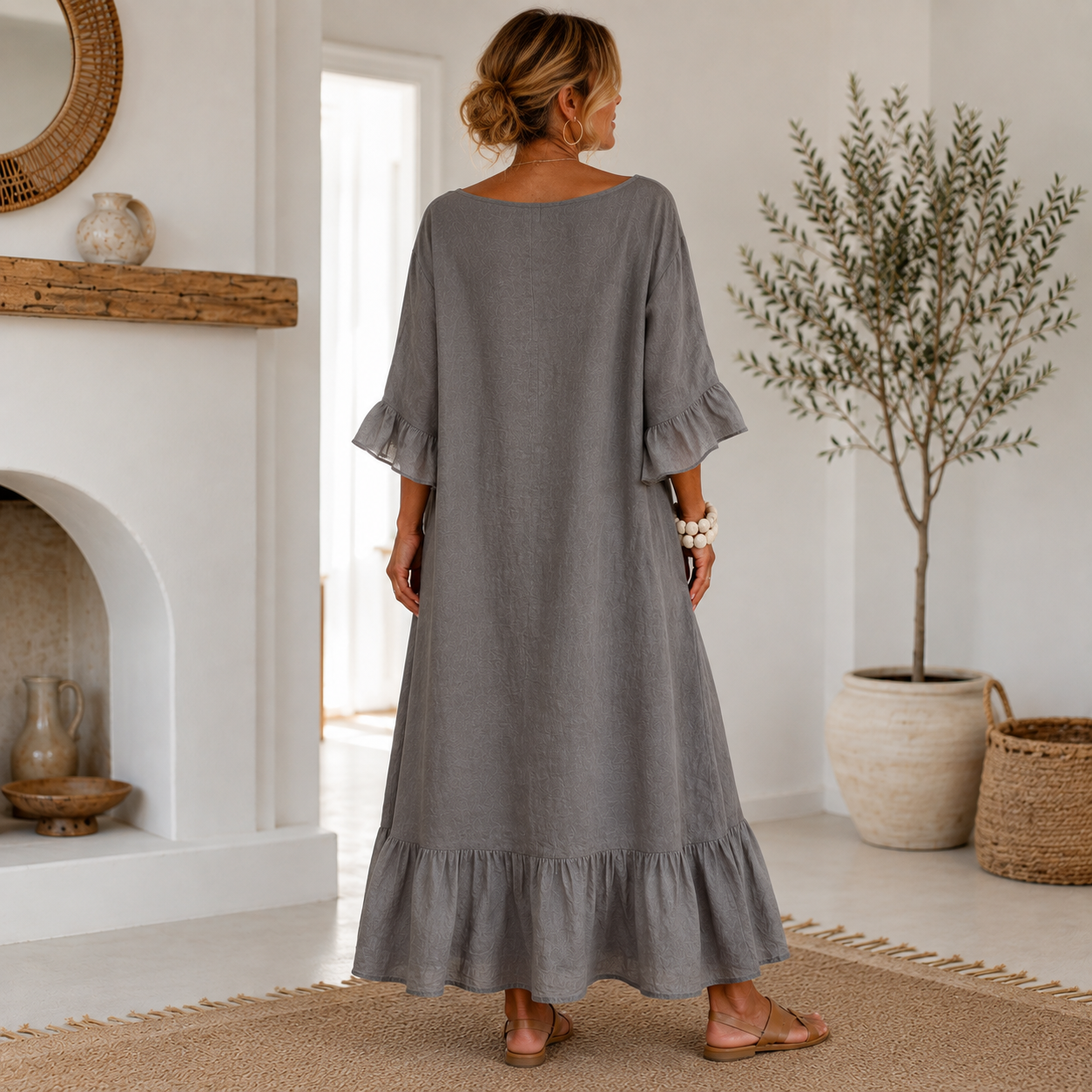 Hannele | Maxi Dress Ruffle Sleeve Loose Fit