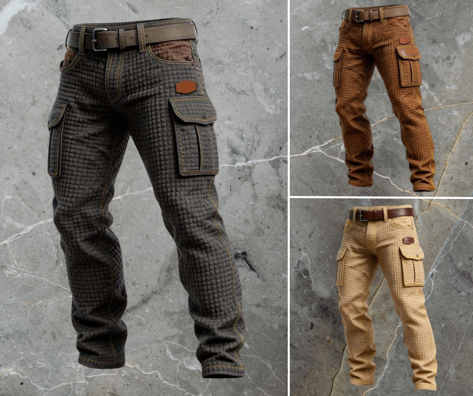 Crispin | Cargo Trousers with Grid Texture and Pockets