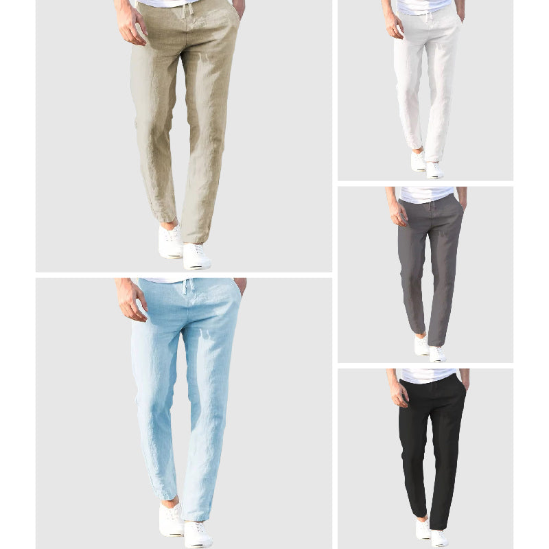 Venancio - Linen Drawstring Slim Fit Casual Pants