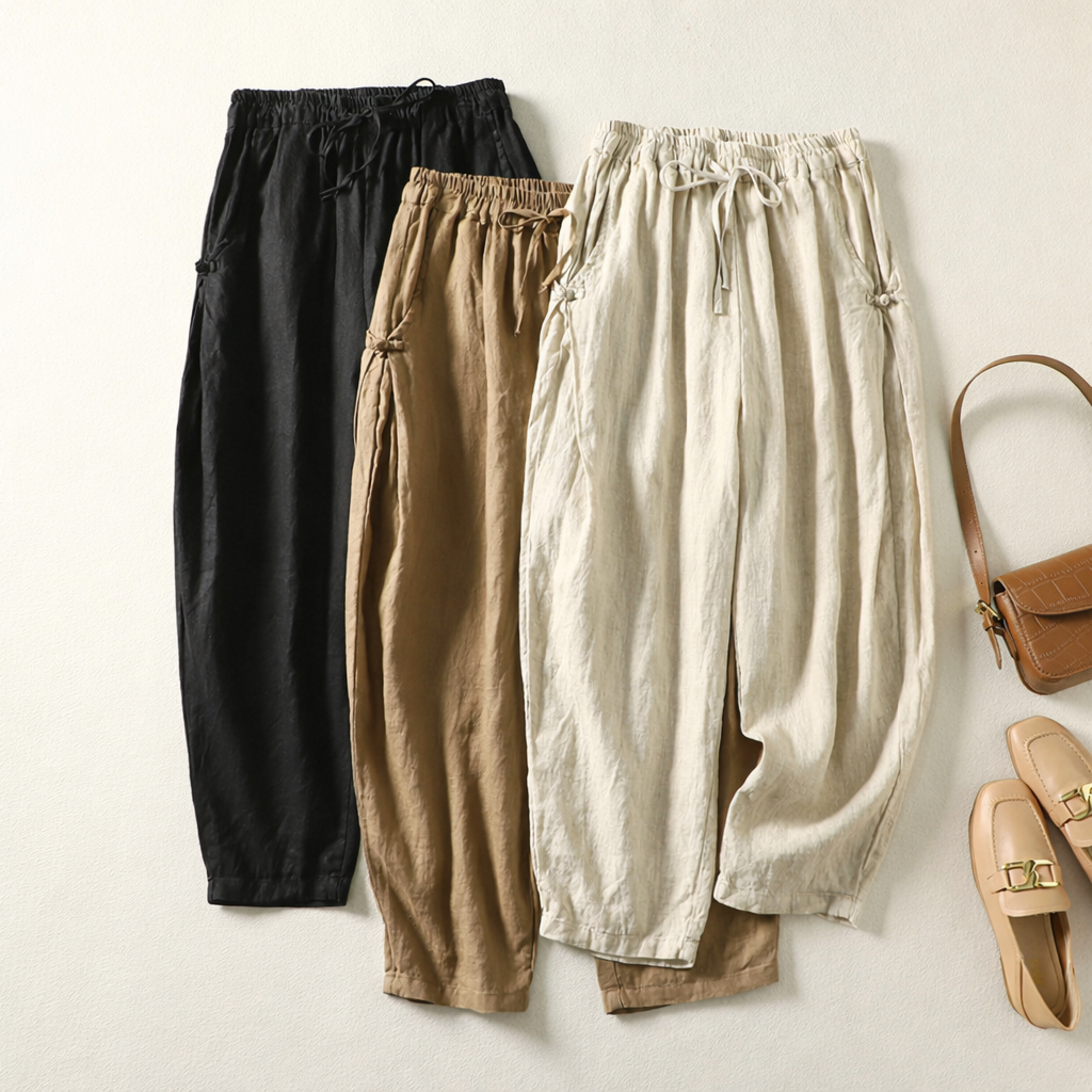 Zerelda | Loose Drawstring Barrel Leg Trousers