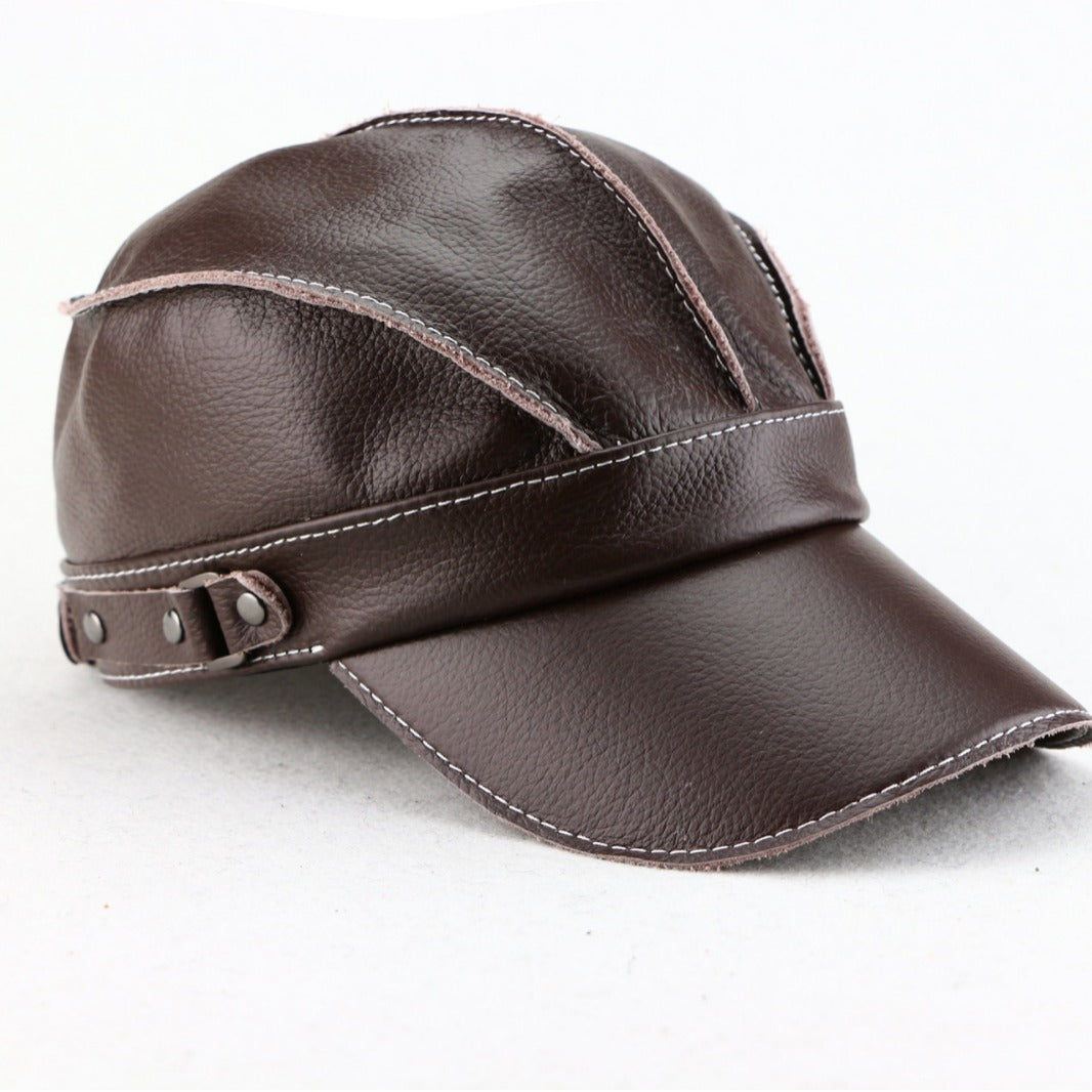 Zhak | Faux Leather Contrast Stitch Cap