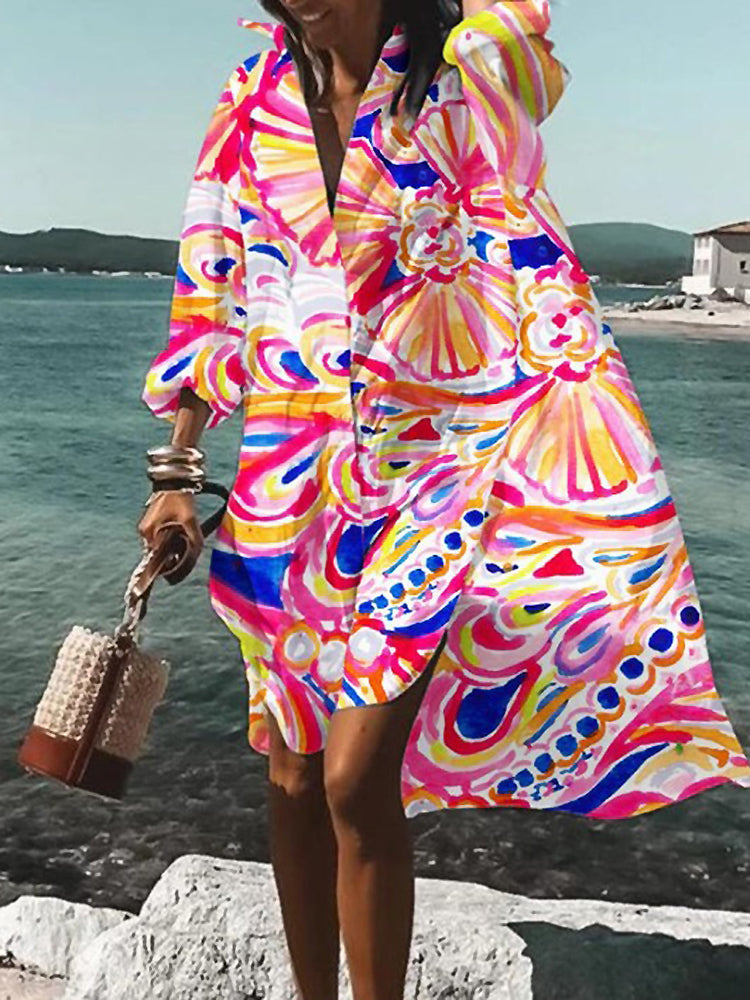 Calogera | Loose Fit Printed Shirt Dress