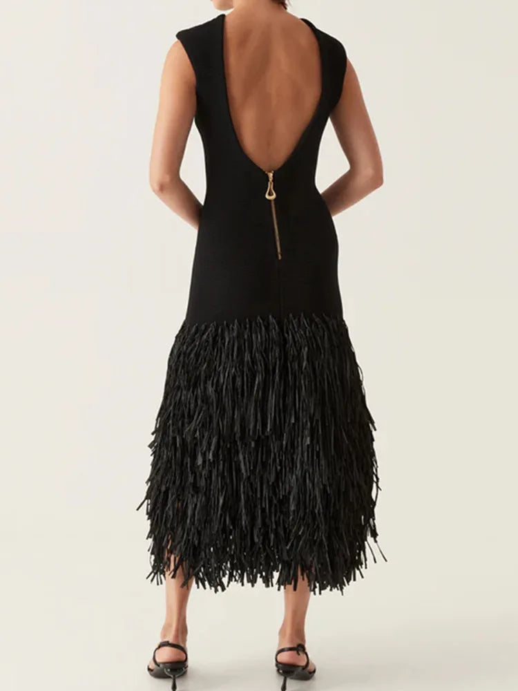 Ana | Long Fringed Hem Sleeveless Maxi Dress