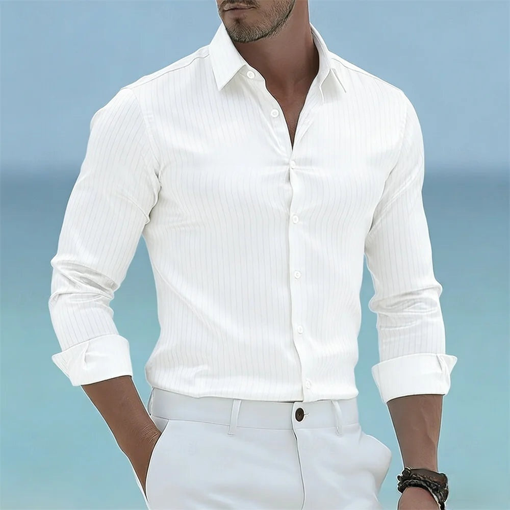 Kausan | Striped Long Sleeve Button Shirt