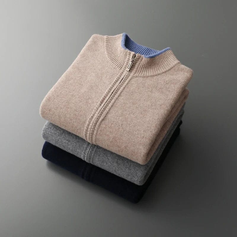 Corbin | Zip Front Stand Collar Knit Cardigan