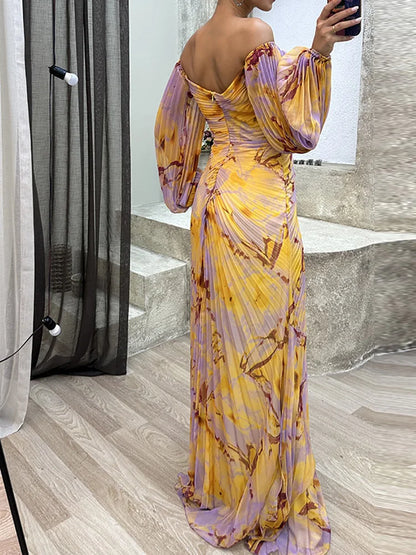 Hileni | Off Shoulder Printed Maxi Dress