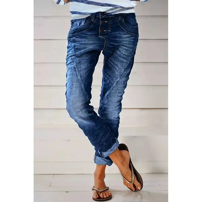 Elsie | Stretch Trousers with Tapered Denim-Style Fit