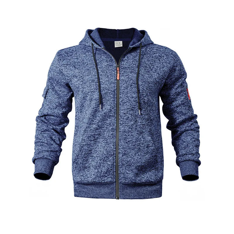 Jesson | Zip Up Hooded Marl Knit Hoodie
