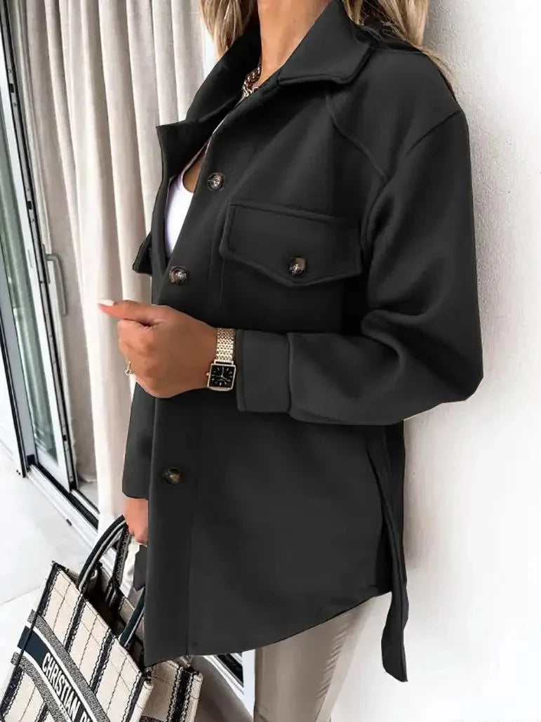 Vicky | Oversized Button Front Shacket With Pockets