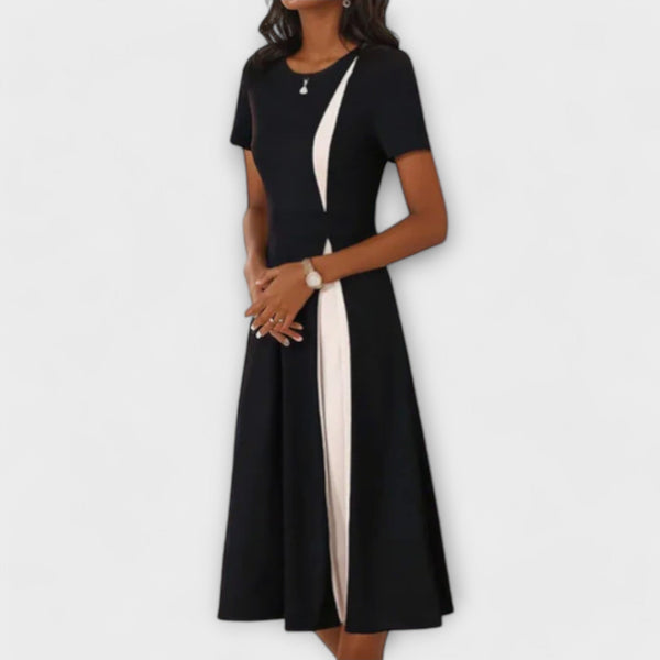 Elyse | Colour Block Midi Dress Short Sleeves