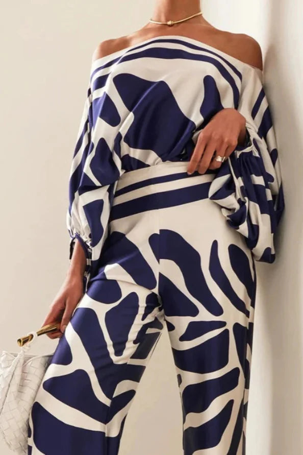 Florine | Two Piece Printed Wide Leg Trouser Set