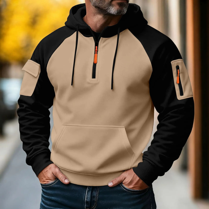Nachman | Hooded Quarter Zip Pullover Sweatshirt