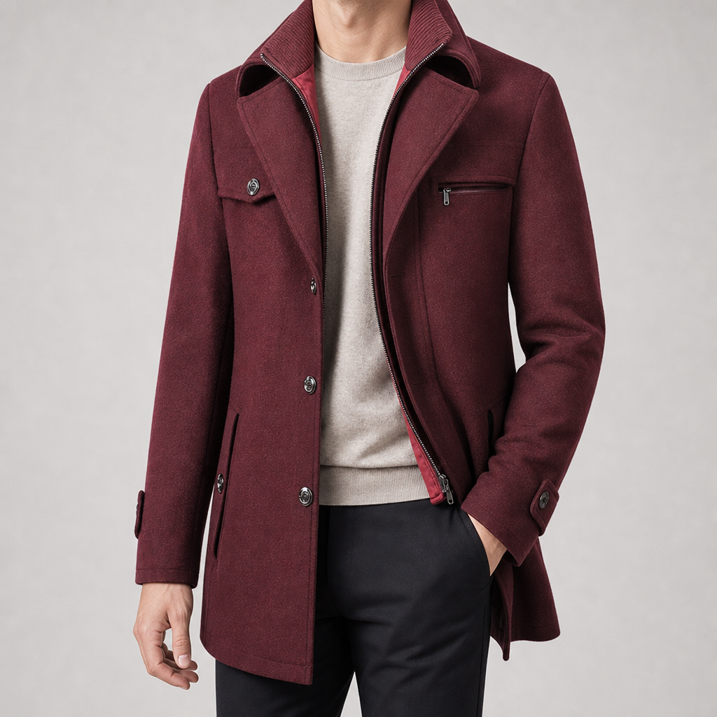 Andrew | Coat with Lapels and Ribbed Collar