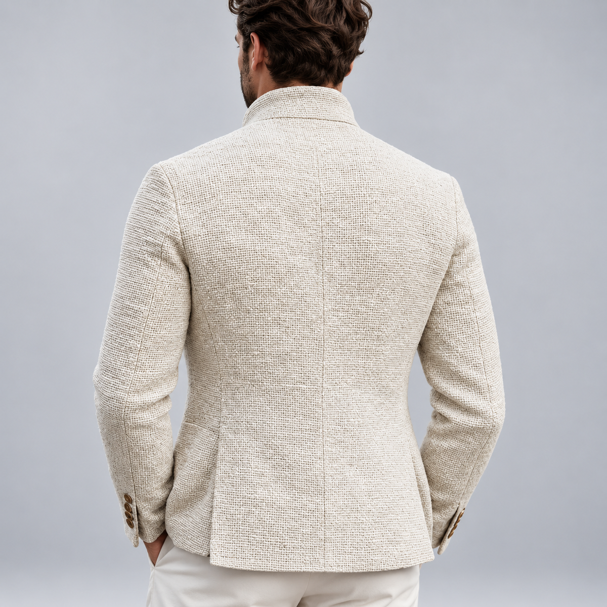 Leone | Textured Blazer with Stand Collar