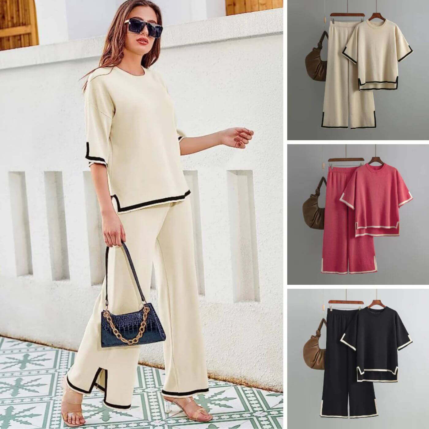 Heleta | Contrast Trim Knit Co-ord Set