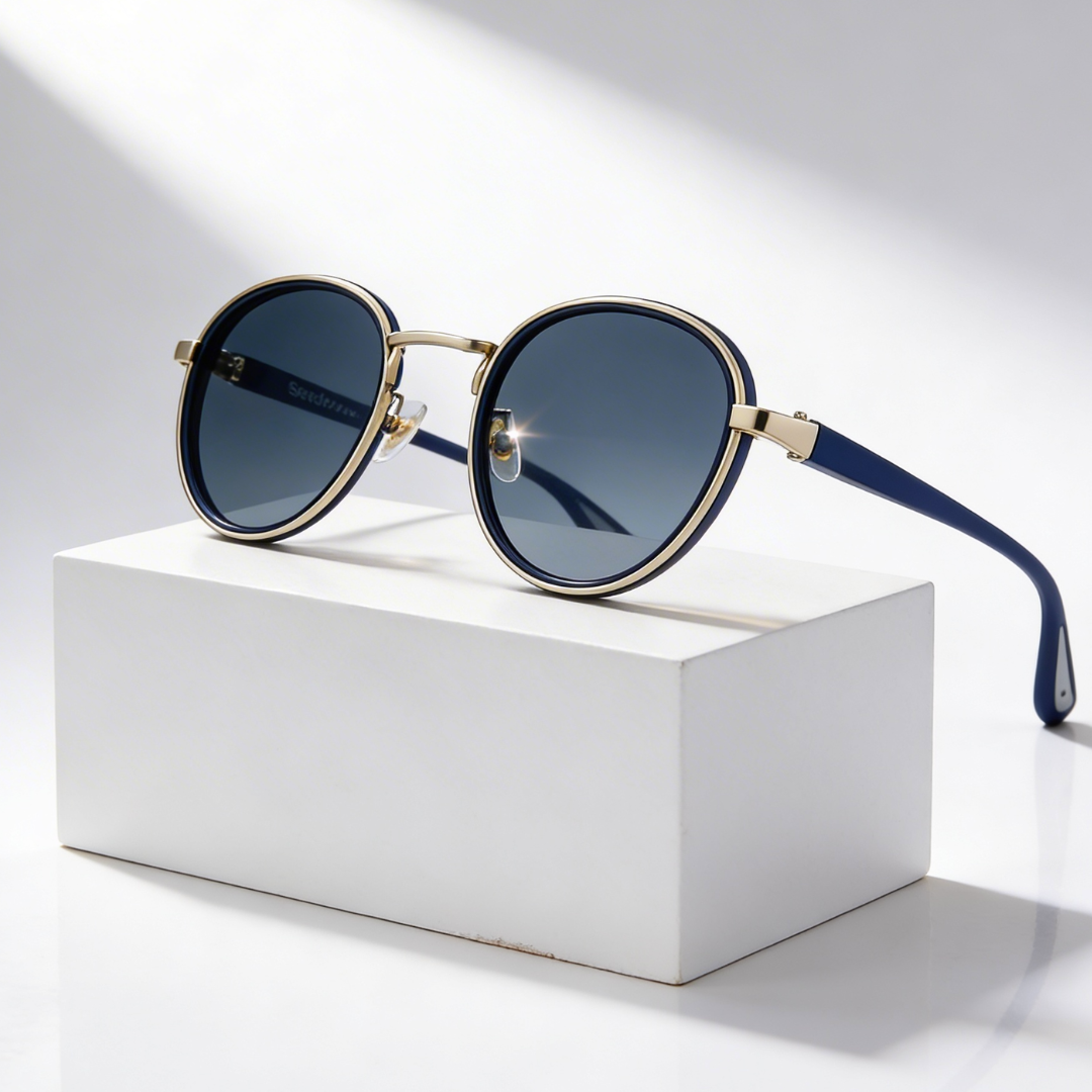 NoirGlow | Round Double Bridge Mens Sunglasses