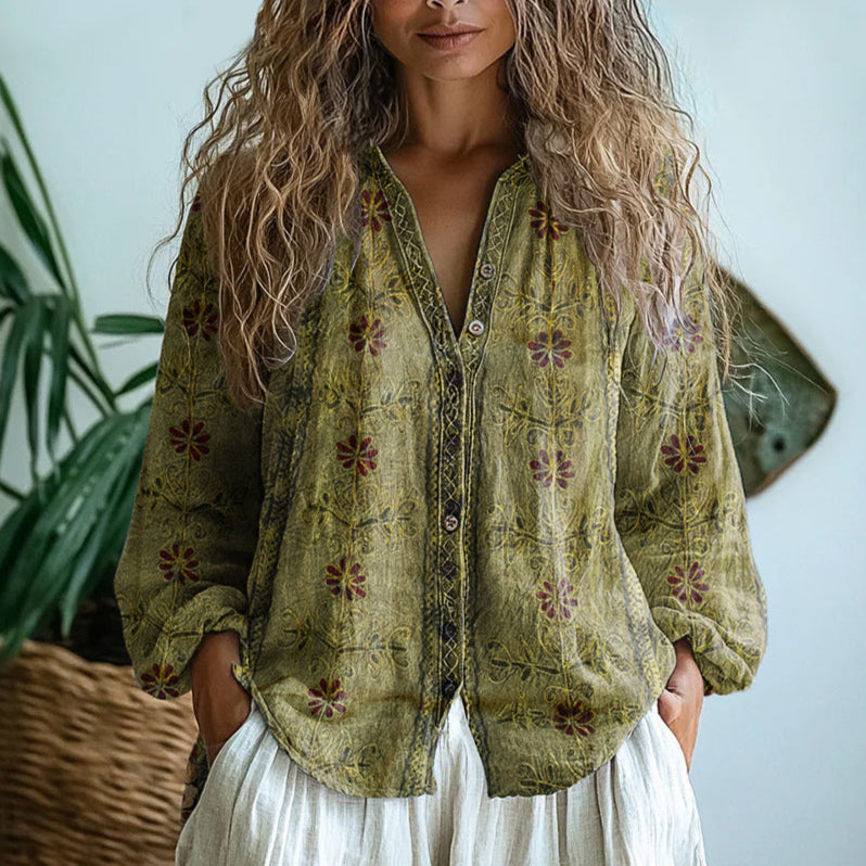 Ereinaa | Womens Long Sleeve V-Neck Blouse