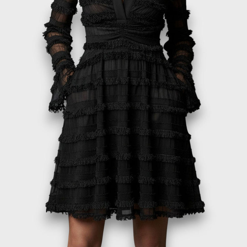 Myla - Sheer Midi Dress with Fringe