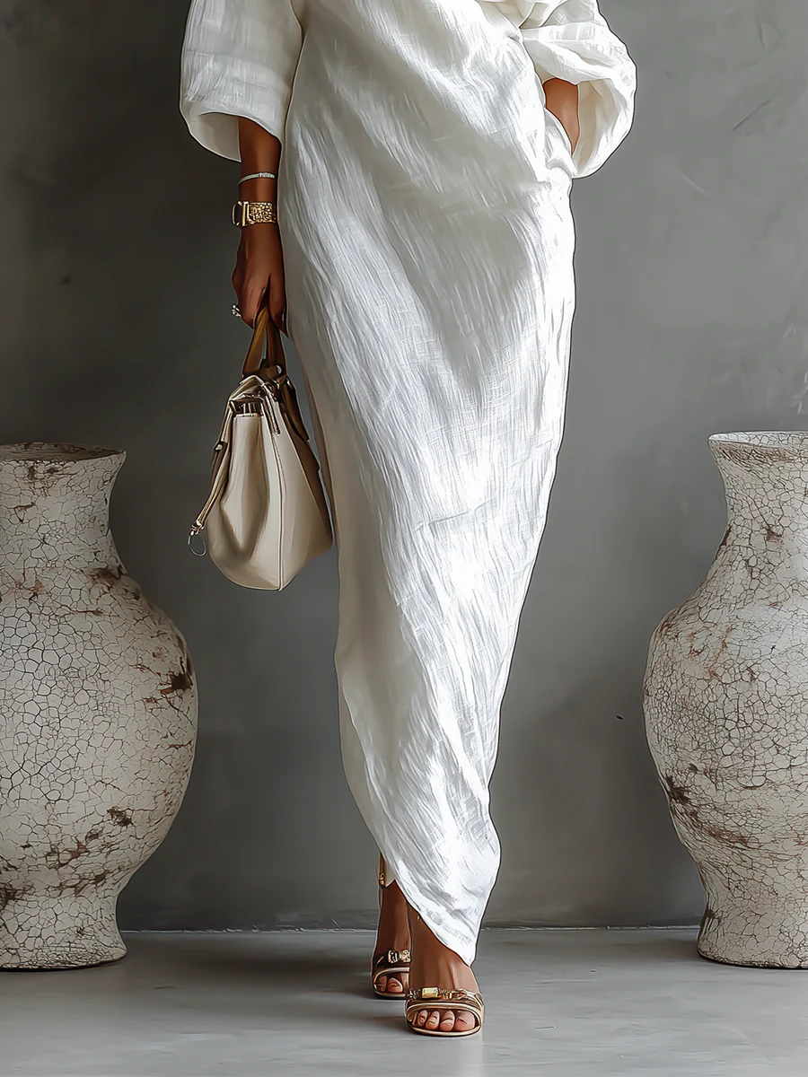Zihara - One Shoulder White Maxi Dress