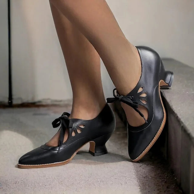 Zydrune | Cut Out Block Heel Court Shoes