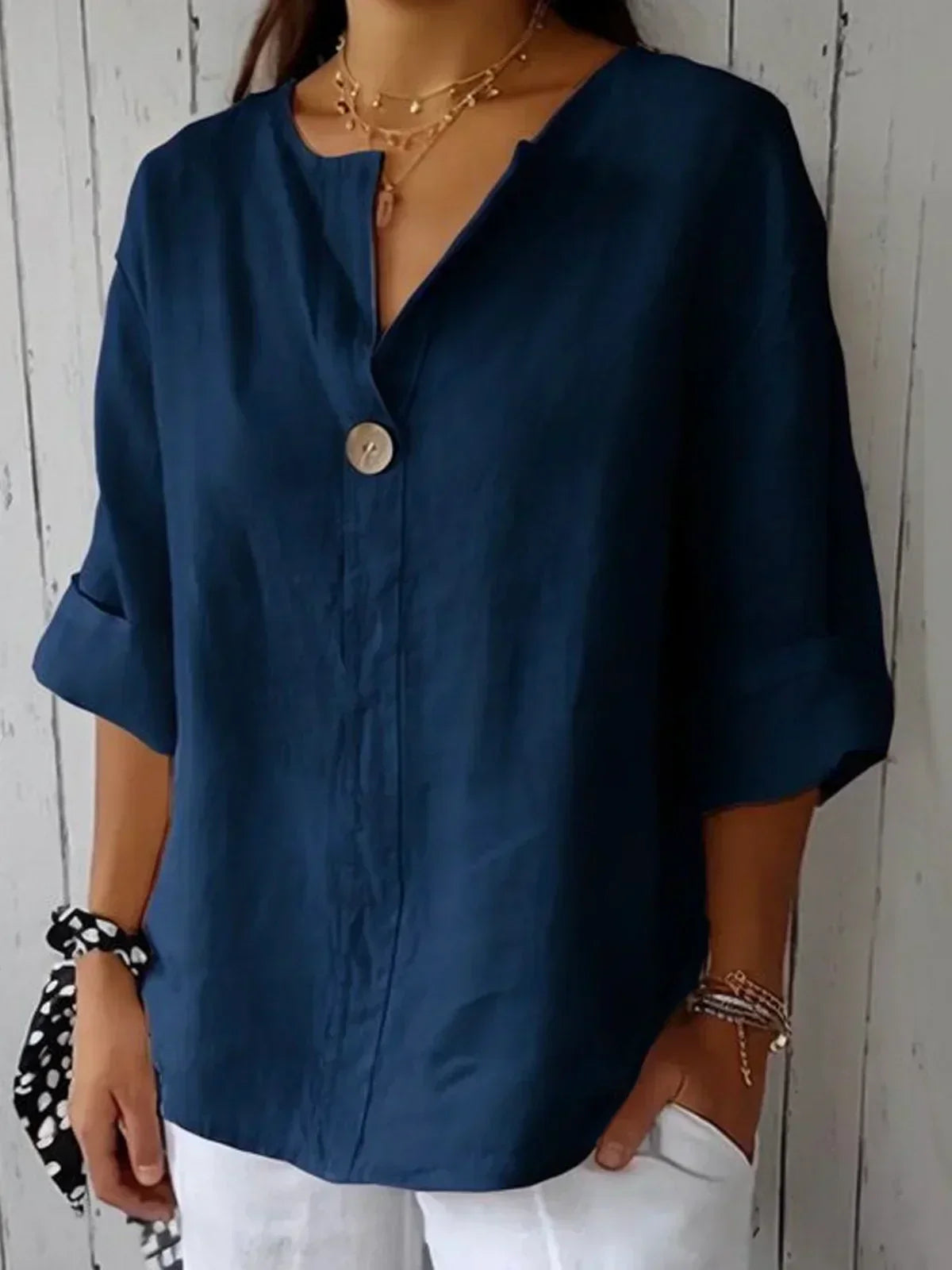 Yvonna | Loose Fit Button Front Blouse