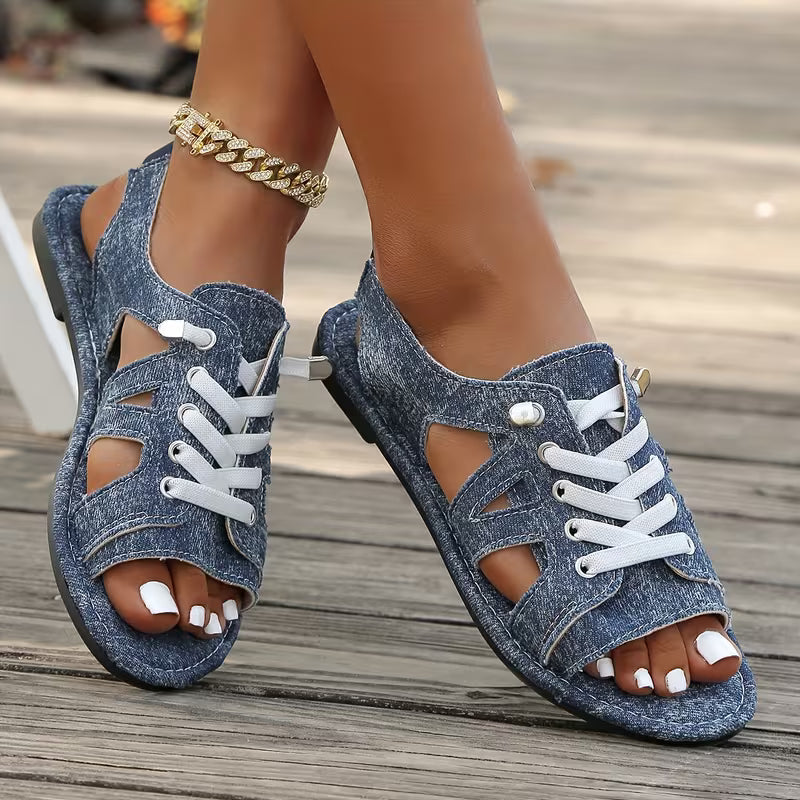 Samyn - Open Toe Lace Up Sandals