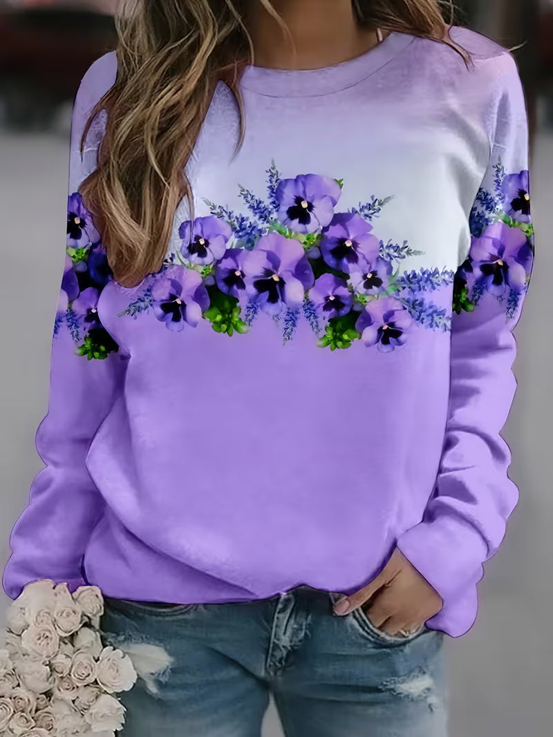 Oriainia | Floral Print Long Sleeve Sweatshirt
