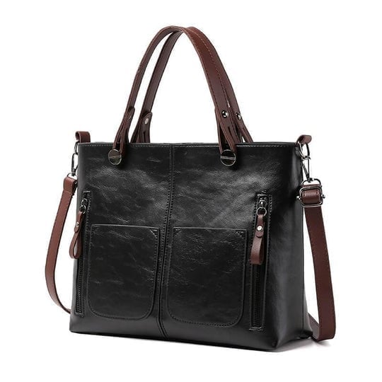 CarryNest - Vintage Brown Zip Pocket Tote Bag