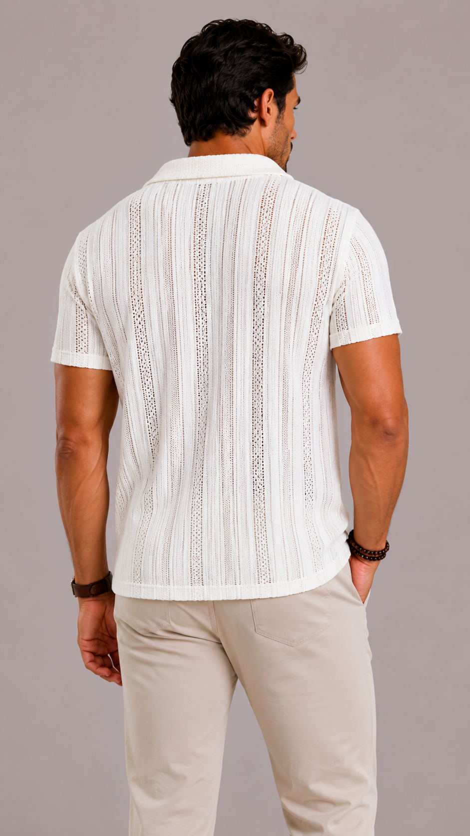 Edmundo | Shirt with Short Sleeves and Openwork Stripes