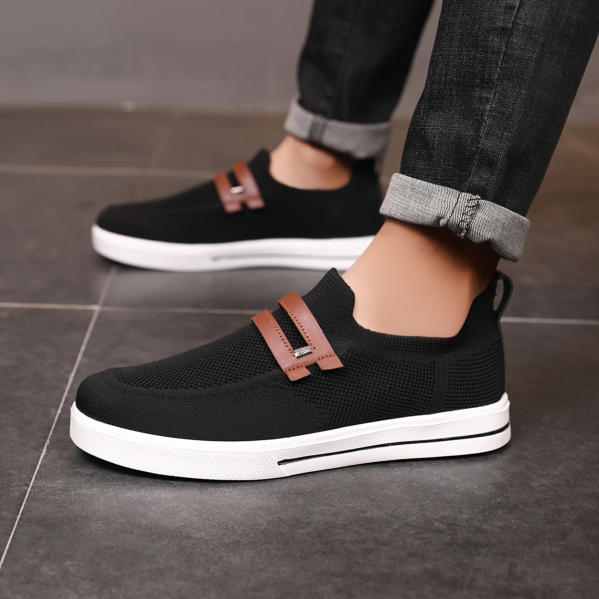 Reina | Mens Knit Slip-On Trainers