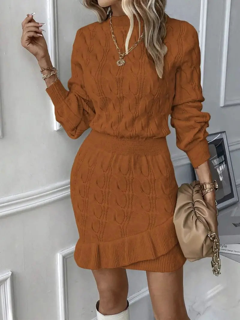 Katla | Knitted Cable Knit Long Sleeve Dress
