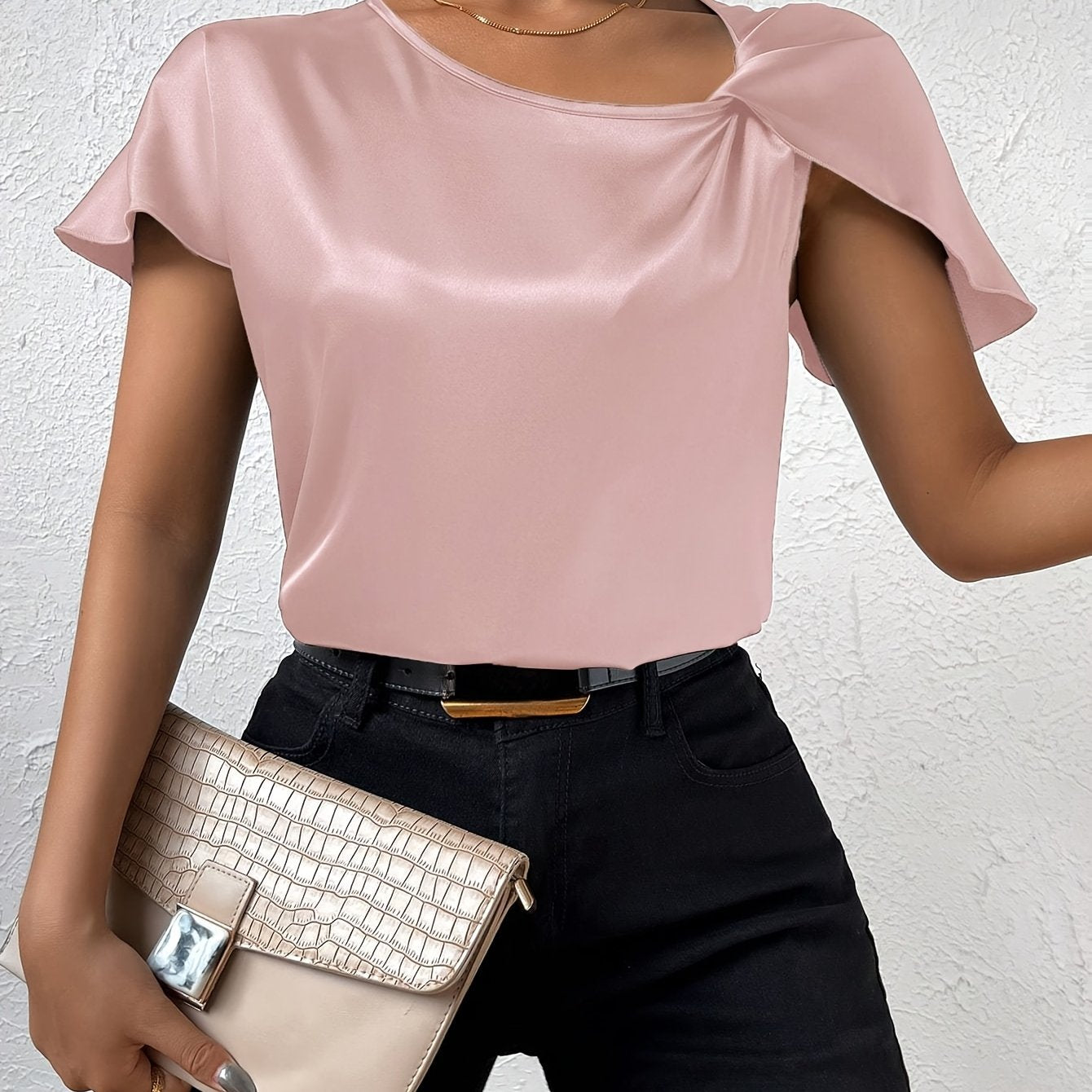 Loretta | Satin-Look Cape Sleeve Blouse