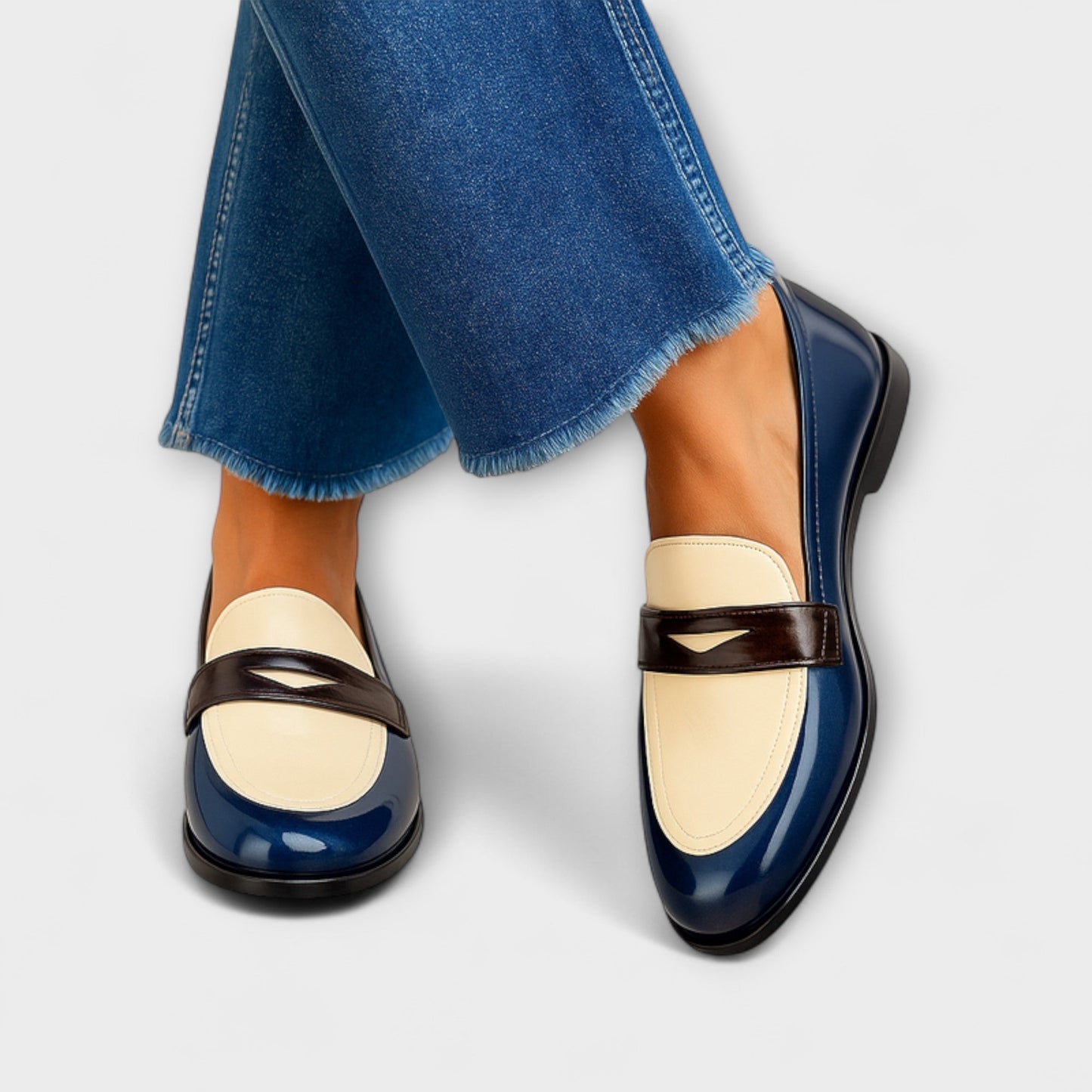 Maulika | Glossy Leather Penny Loafers