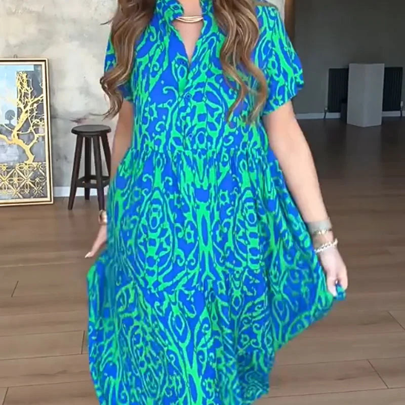 Jubilee | Printed Loose Fit A-Line Midi Dress