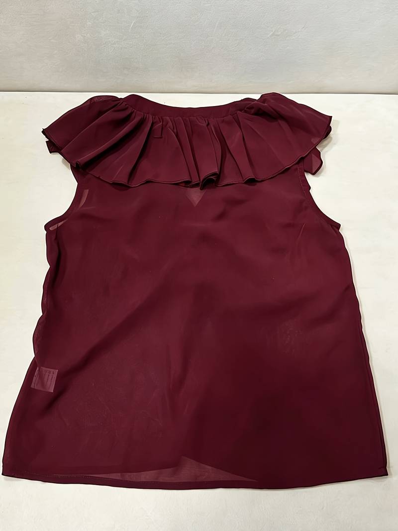 Satori | Sleeveless V-Neck Ruffle Chiffon Top