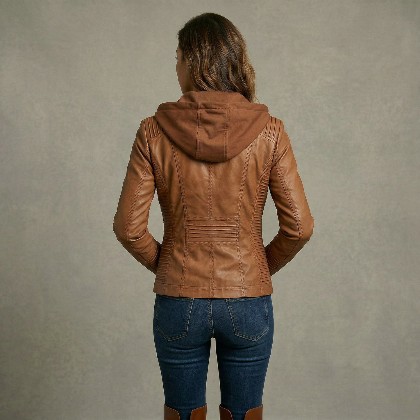 Neleena | Hooded Zip Front Fitted Jacket
