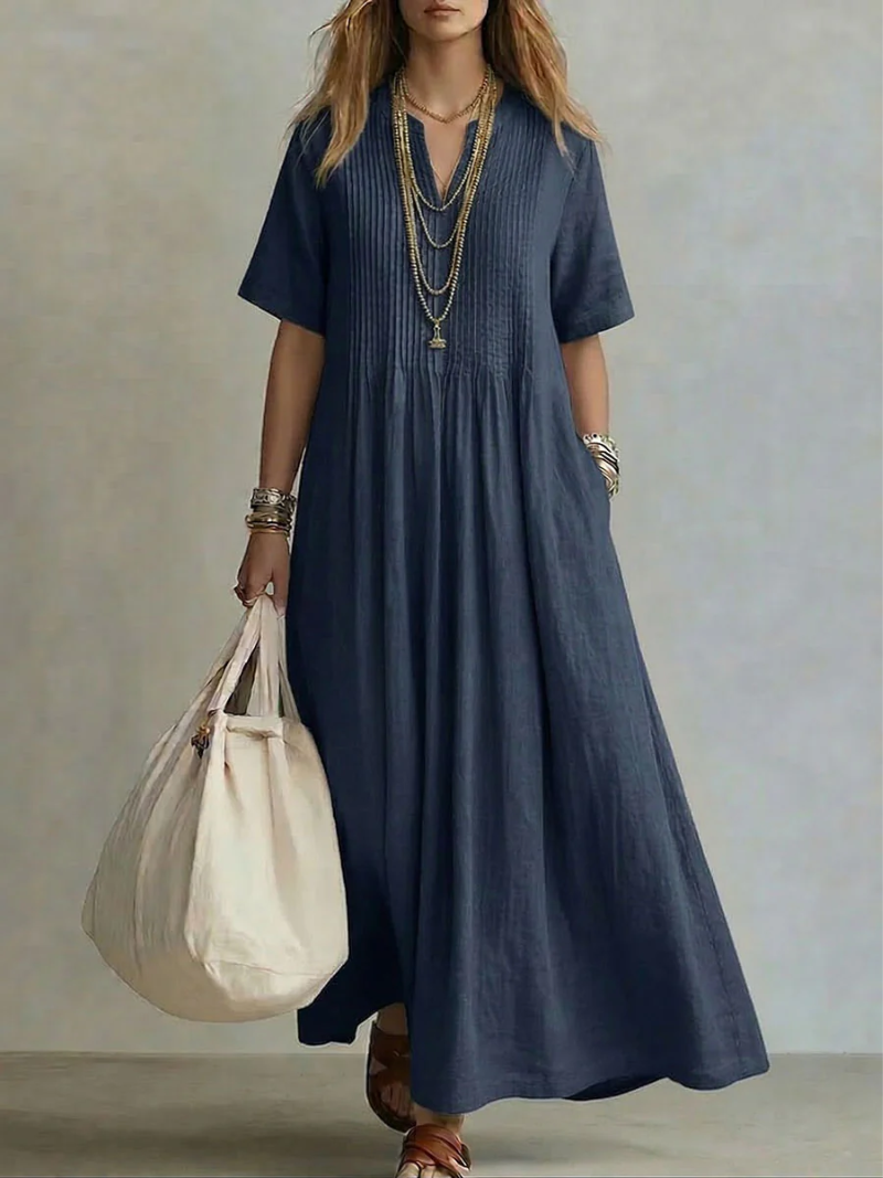 Betsaida | V-Neck Short Sleeve Maxi Dress