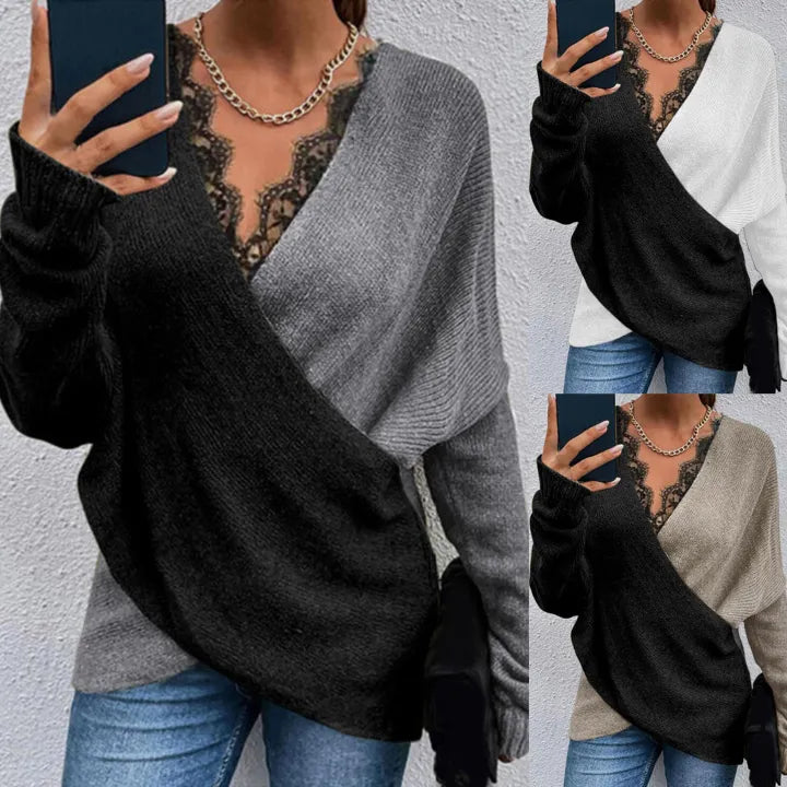 Keira | Long Sleeve Colour Block Wrap Sweater