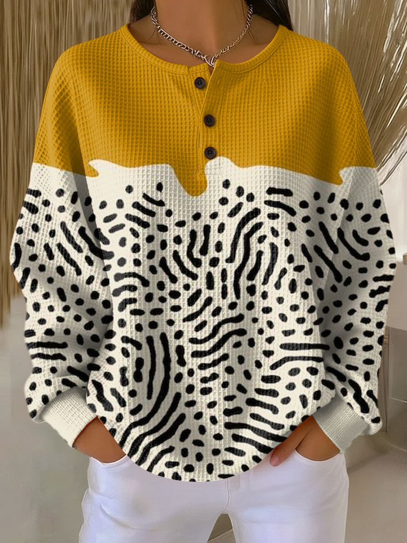 Willemijn | Sweater with Waffle Texture and Prints