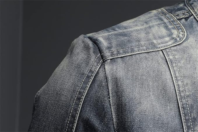 Dustin | Light Wash Stand Collar Jacket